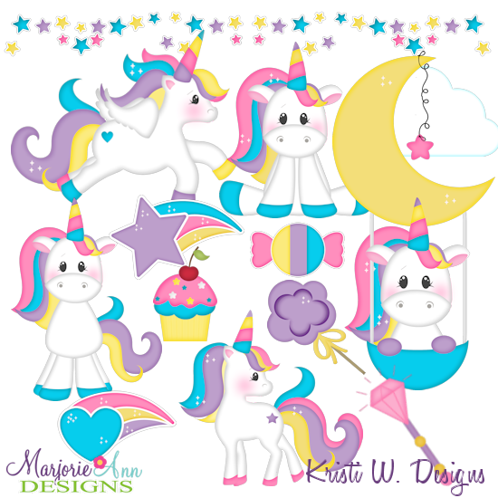 Magical Unicorns SVG Cutting Files + Clipart - Click Image to Close